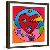 Pop Art Lightning Heart Circle-Howie Green-Framed Giclee Print