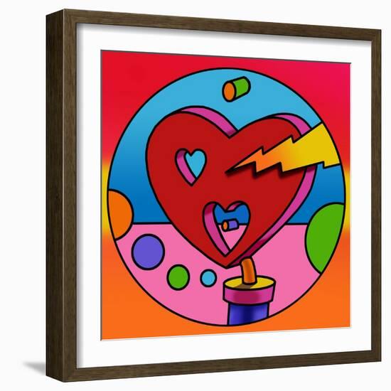 Pop Art Lightning Heart Circle-Howie Green-Framed Giclee Print