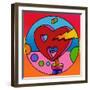 Pop Art Lightning Heart Circle-Howie Green-Framed Giclee Print