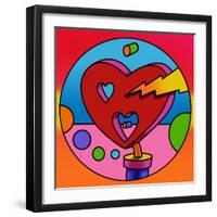 Pop Art Lightning Heart Circle-Howie Green-Framed Giclee Print