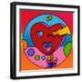 Pop Art Lightning Heart Circle-Howie Green-Framed Giclee Print