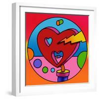 Pop Art Lightning Heart Circle-Howie Green-Framed Giclee Print