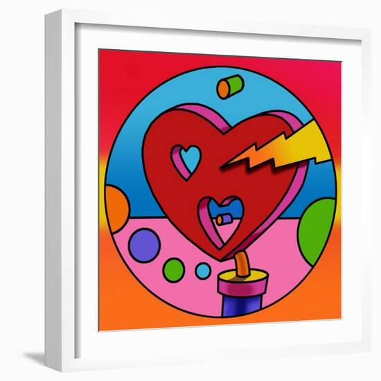 Pop Art Lightning Heart Circle-Howie Green-Framed Giclee Print