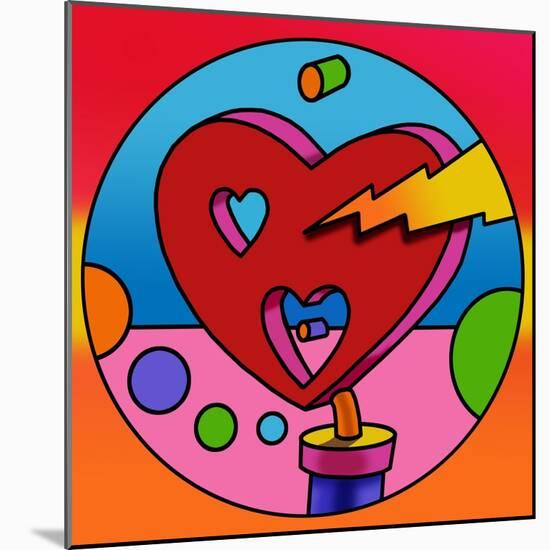 Pop Art Lightning Heart Circle-Howie Green-Mounted Giclee Print