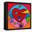 Pop Art Lightning Heart Circle-Howie Green-Framed Stretched Canvas