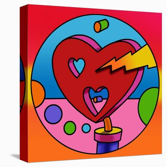 Pop Art Lightning Heart Circle-Howie Green-Stretched Canvas