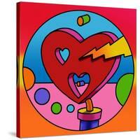Pop Art Lightning Heart Circle-Howie Green-Stretched Canvas