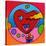 Pop Art Lightning Heart Circle-Howie Green-Stretched Canvas