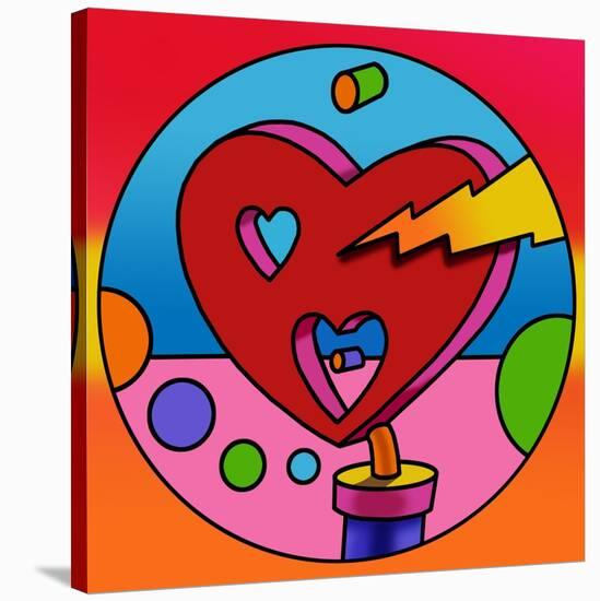 Pop Art Lightning Heart Circle-Howie Green-Stretched Canvas