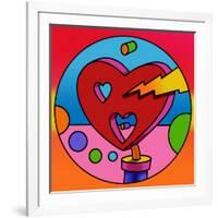 Pop Art Lightning Heart Circle-Howie Green-Framed Giclee Print