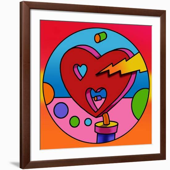 Pop Art Lightning Heart Circle-Howie Green-Framed Giclee Print