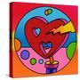 Pop Art Lightning Heart Circle-Howie Green-Stretched Canvas