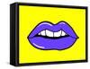 Pop Art Lips Isolated. Warhol Style Poster. Dot Background, Raster Effect. Vector Fashion Illustrat-oksanka007-Framed Stretched Canvas