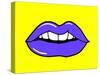 Pop Art Lips Isolated. Warhol Style Poster. Dot Background, Raster Effect. Vector Fashion Illustrat-oksanka007-Stretched Canvas