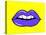 Pop Art Lips Isolated. Warhol Style Poster. Dot Background, Raster Effect. Vector Fashion Illustrat-oksanka007-Stretched Canvas