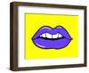 Pop Art Lips Isolated. Warhol Style Poster. Dot Background, Raster Effect. Vector Fashion Illustrat-oksanka007-Framed Art Print