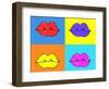 Pop Art Lips. Warhol Style Poster. Dot Background, Raster Effect. Vector Fashion Illustration. Hand-oksanka007-Framed Art Print