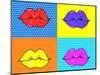 Pop Art Lips. Warhol Style Poster. Dot Background, Raster Effect. Vector Fashion Illustration. Hand-oksanka007-Mounted Art Print