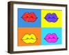 Pop Art Lips. Warhol Style Poster. Dot Background, Raster Effect. Vector Fashion Illustration. Hand-oksanka007-Framed Art Print