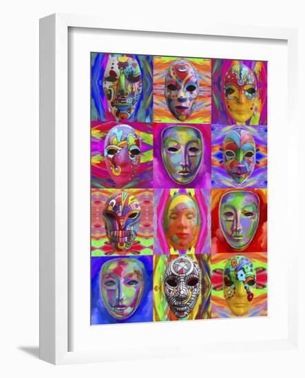 Pop Art Masks-Howie Green-Framed Giclee Print