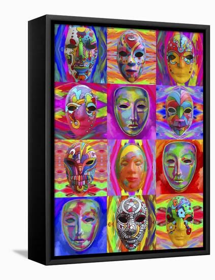 Pop Art Masks-Howie Green-Framed Stretched Canvas