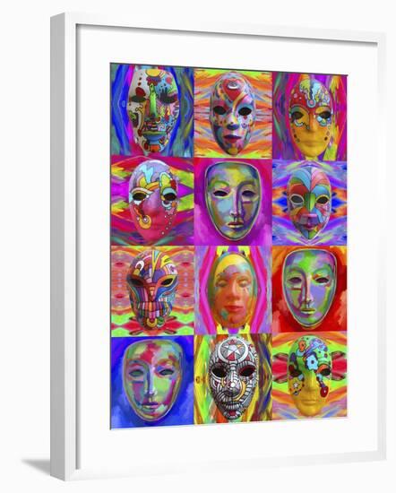 Pop Art Masks-Howie Green-Framed Giclee Print