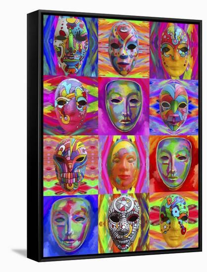 Pop Art Masks-Howie Green-Framed Stretched Canvas