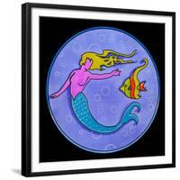 Pop Art Mermaid Circle-Howie Green-Framed Giclee Print