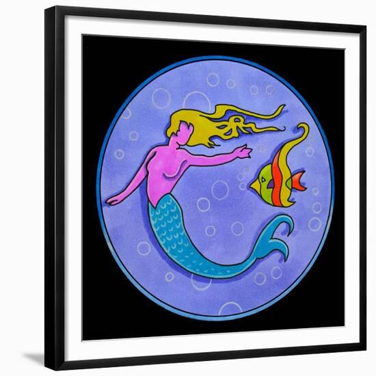 Pop Art Mermaid Circle-Howie Green-Framed Giclee Print