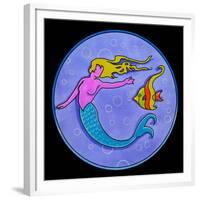 Pop Art Mermaid Circle-Howie Green-Framed Giclee Print