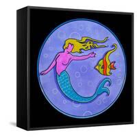 Pop Art Mermaid Circle-Howie Green-Framed Stretched Canvas