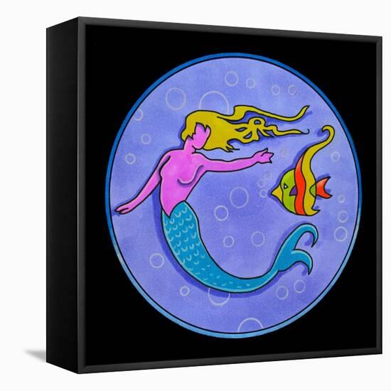 Pop Art Mermaid Circle-Howie Green-Framed Stretched Canvas
