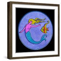 Pop Art Mermaid Circle-Howie Green-Framed Giclee Print