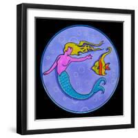 Pop Art Mermaid Circle-Howie Green-Framed Giclee Print