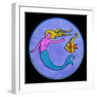 Pop Art Mermaid Circle-Howie Green-Framed Giclee Print