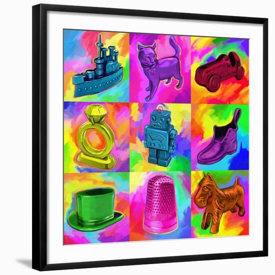 Pop Art Monopoly Pieces-Howie Green-Framed Giclee Print