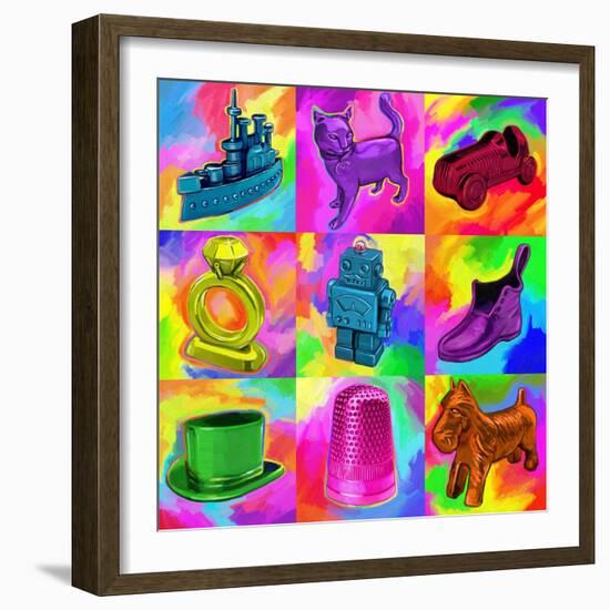 Pop Art Monopoly Pieces-Howie Green-Framed Giclee Print