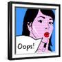 Pop Art Oops Lady-NatalieBurrows-Framed Art Print