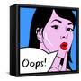 Pop Art Oops Lady-NatalieBurrows-Framed Stretched Canvas