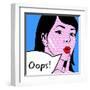 Pop Art Oops Lady-NatalieBurrows-Framed Art Print