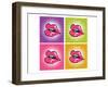 Pop Art Red Lips and Teeth-null-Framed Art Print