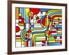 Pop Art Stripes Curve-Howie Green-Framed Giclee Print