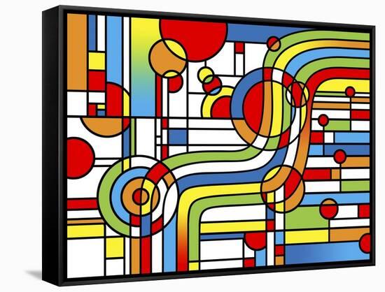 Pop Art Stripes Curve-Howie Green-Framed Stretched Canvas