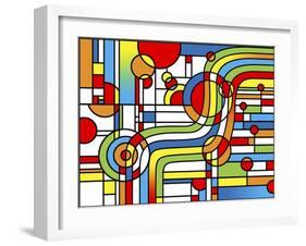 Pop Art Stripes Curve-Howie Green-Framed Giclee Print