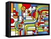 Pop Art Stripes Curve-Howie Green-Framed Stretched Canvas