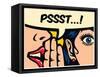 Pop Art Style Comics Panel Gossip Girl Whispering Secret in Ear Word of Mouth Vector Illustration-drante-Framed Stretched Canvas