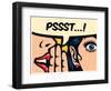 Pop Art Style Comics Panel Gossip Girl Whispering Secret in Ear Word of Mouth Vector Illustration-drante-Framed Photographic Print