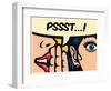 Pop Art Style Comics Panel Gossip Girl Whispering Secret in Ear Word of Mouth Vector Illustration-drante-Framed Photographic Print