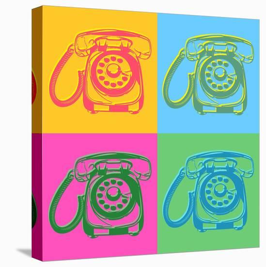 Pop Art Style Retro Phones-asakosakura-Stretched Canvas