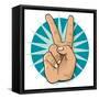 Pop Art Victory Hand Sign-jorgenmac-Framed Stretched Canvas